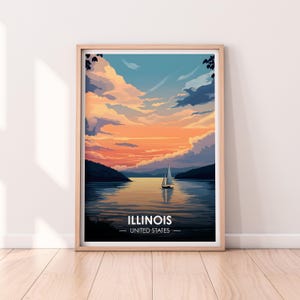 Illinois poster, Illinois Wall Art, Verenigde Staten poster, IL Print, USA Print, Illinois poster, woondecoratie