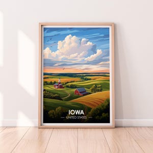 Affiche Iowa, art mural Iowa, affiche États-Unis, impression IA, impression USA, affiche Iowa, décoration d'intérieur