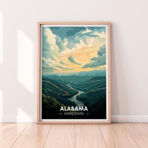 Affiche Alabama, art mural Alabama, affiche États-Unis, impression des États-Unis, impression premium, impression des États-Unis, affiche de l'Alabama, décoration d'intérieur
