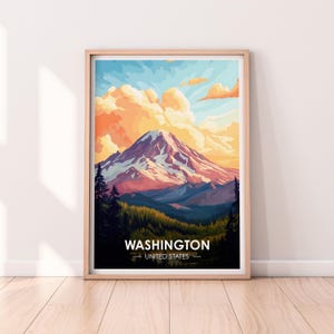 Affiche de Washington, art mural de l'État de Washington, affiche des États-Unis, impression WA, impression des États-Unis, affiche de Washington, décoration d'intérieur