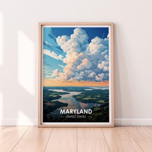 Póster de Maryland, arte mural de Maryland, póster de Estados Unidos, impresión de Maryland, impresión de EE. UU., póster de Maryland, decoración del hogar