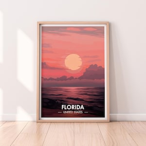 Affiche Floride, art mural coucher de soleil en Floride, affiche États-Unis, impression FL, affiche plage, impression Etats-Unis, affiche Floride, décoration d'intérieur