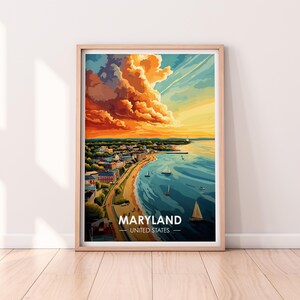 Póster de Maryland, arte mural de Maryland, póster de Estados Unidos, impresión de Maryland, impresión de EE. UU., póster de Maryland, decoración del hogar