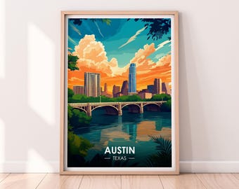 Austin Poster, Austin Texas Wall art, Texas, Poster, Travel Poster, Premium Print, TX Print, Austin Poster, Home Décor