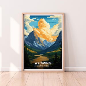 Affiche du Wyoming, art mural de l'État du Wyoming, affiche des États-Unis, impression WY, impression des États-Unis, affiche du Wyoming, décoration d'intérieur