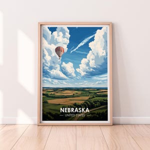 Affiche Nebraska, art mural Nebraska, affiche États-Unis, impression NE, impression USA, affiche Nebraska, décoration d'intérieur