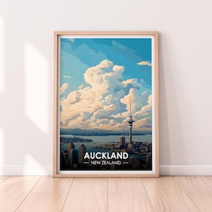 Poster Auckland, oeuvre d&#39;art murale Auckland, Nouvelle-Zélande, affiche, affiche de voyage, impression premium, impression néo-zélandaise, affiche Auckland, décoration d&#39;intérieur
