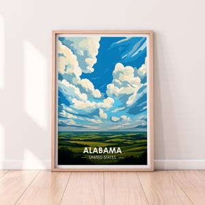 Affiche Alabama, art mural Alabama, affiche États-Unis, impression des États-Unis, impression premium, impression des États-Unis, affiche de l'Alabama, décoration d'intérieur