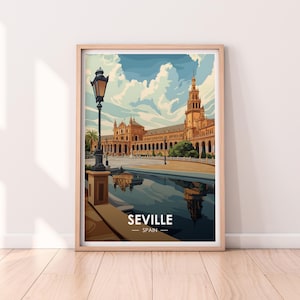 Póster de Sevilla, España, Póster de viaje, Impresión premium, Impresión de Sevilla, Decoración de viaje para el hogar