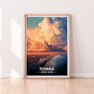 Affiche Floride, art mural Floride, affiche États-Unis, impression FL, impression premium, impression Etats-Unis, affiche Floride, décoration d'intérieur