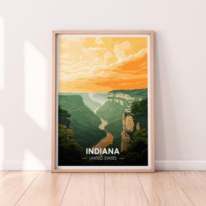 Affiche de l'Indiana, art mural de l'Indiana, affiche des États-Unis, impression, impression des États-Unis, affiche de l'Indiana, décoration d'intérieur