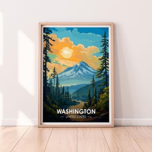 Affiche de Washington, art mural de l'État de Washington, affiche des États-Unis, impression WA, impression des États-Unis, affiche de Washington, décoration d'intérieur