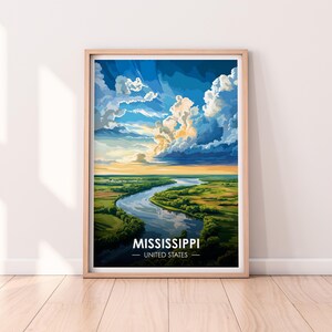 Póster de Mississippi, arte mural de Mississippi, póster de Estados Unidos, impresión de Mississippi, impresión de EE. UU., póster de Mississippi, decoración del hogar