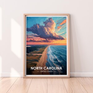 Affiche de la Caroline du Nord, art mural de la Caroline du Nord, affiche des États-Unis, impression NC, impression des États-Unis, affiche de la Caroline du Nord, décoration d'intérieur