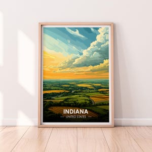 Affiche de l'Indiana, art mural de l'Indiana, affiche des États-Unis, impression, impression des États-Unis, affiche de l'Indiana, décoration d'intérieur