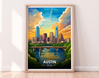 Austin Poster, Austin Texas Wall art, Texas, Poster, Travel Poster, Premium Print, TX Print, Austin Poster, Home Décor