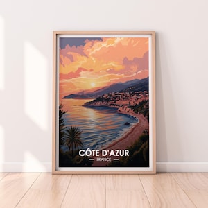Côte d'Azur Poster, France, Travel Poster, Premium Print, Côte d'Azur Print, Travel Home Décor