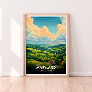 Póster de Maryland, arte mural de Maryland, póster de Estados Unidos, impresión de Maryland, impresión de EE. UU., póster de Maryland, decoración del hogar