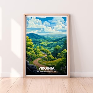 Affiche Virginie, art mural Virginie, affiche États-Unis, impression VA, impression Etats-Unis, affiche Virginie, décoration d'intérieur