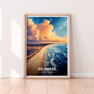 Affiche Delaware, oeuvre d'art murale Delaware, affiche États-Unis, impression DE, impression premium, impression Etats-Unis, affiche Delaware, décoration d'intérieur