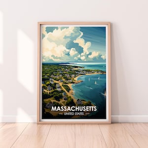 Affiche du Massachusetts, art mural du Massachusetts, affiche des États-Unis, impression MA, impression des États-Unis, affiche du Massachusetts, décoration d'intérieur