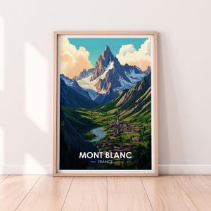 Mont Blanc Poster, France, Alps, Travel Poster, Premium Print, Chamonix-Mont-Blanc Print, Travel Home Décor