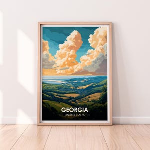 Poster Georgia, art mural Georgia Sunset, poster États-Unis, impression GA, impression USA, poster Georgia, décoration d'intérieur
