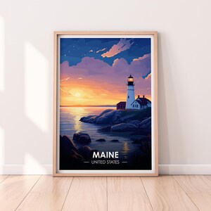 Affiche du Maine, oeuvre d'art murale du Maine, affiche des États-Unis, côte est, impression premium, impression des États-Unis, affiche du Maine, décoration d'intérieur