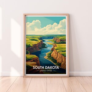 Poster del Dakota del Sud, Arte murale del Dakota del Sud, Poster degli Stati Uniti, Stampa SD, Stampa USA, Poster del Dakota del Sud, Arredamento per la casa