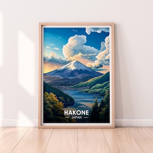 Hakone Poster, sunset, pink, Japan, Travel Poster, Premium Print, Hakone Print, Hakone Poster, Home Décor