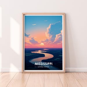 Affiche Mississippi, art mural Mississippi, affiche États-Unis, impression MS, impression USA, affiche Mississippi, décoration d'intérieur