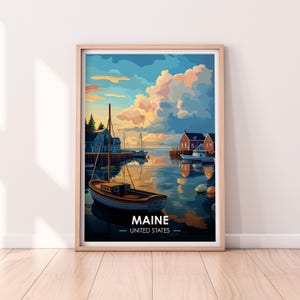 Affiche du Maine, oeuvre d'art murale du Maine, affiche des États-Unis, côte est, impression premium, impression des États-Unis, affiche du Maine, décoration d'intérieur