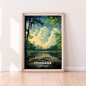 Póster de Luisiana, arte mural de Luisiana, póster de Estados Unidos, impresión de Los Ángeles, impresión de EE. UU., póster de Luisiana, decoración del hogar