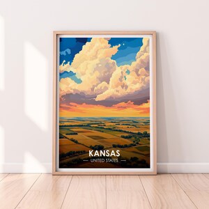Affiche du Kansas, art mural du Kansas, affiche des États-Unis, impression KS, impression des États-Unis, affiche du Kansas, décoration d'intérieur