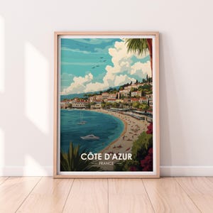 Côte d'Azur Poster, France, Travel Poster, Premium Print, Côte d'Azur Print, Travel Home Décor