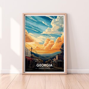 Poster Georgia, art mural Georgia Sunset, poster États-Unis, impression GA, impression USA, poster Georgia, décoration d'intérieur