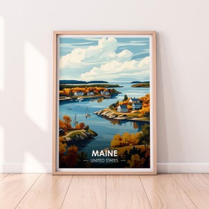 Affiche du Maine, oeuvre d'art murale du Maine, affiche des États-Unis, côte est, impression premium, impression des États-Unis, affiche du Maine, décoration d'intérieur