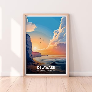 Affiche Delaware, oeuvre d'art murale Delaware, affiche États-Unis, impression DE, impression premium, impression Etats-Unis, affiche Delaware, décoration d'intérieur