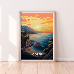 Póster de Corfú, Grecia, póster de viaje, impresión premium, impresión de Corfú, decoración de viaje para el hogar