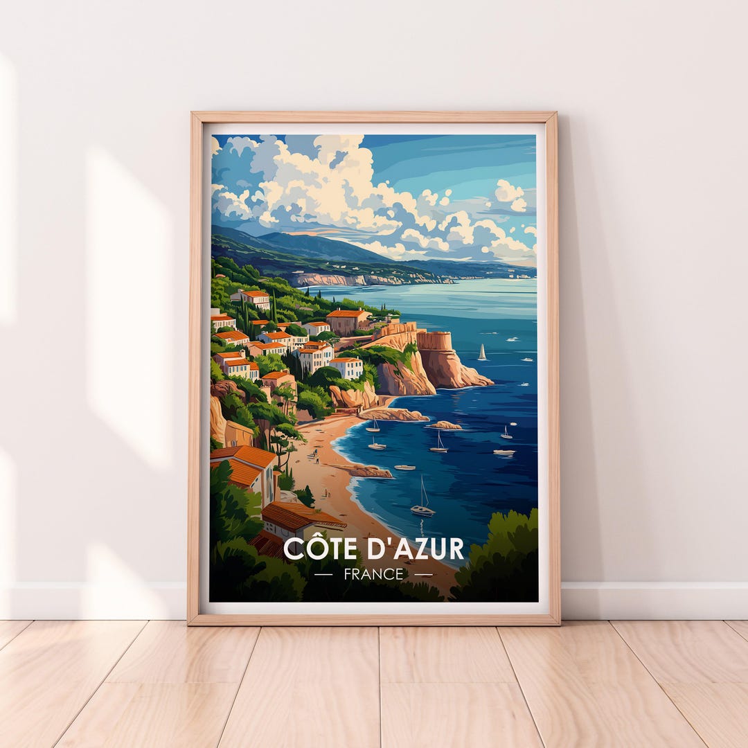 Côte D'azur Print, French Riviera Wall Art, France Poster, Côte D'azur ...