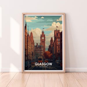 Glasgow Poster, Scotland, Travel Poster, Premium Print, Glasgow Print, Travel Home Décor