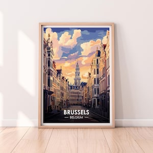Affiche de Bruxelles, art mural Bruxelles, affiche de la Belgique, Bruxelles, impression premium, impression de la Belgique, affiche de Bruxelles, décoration d'intérieur