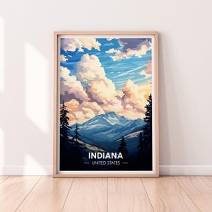 Affiche de l'Indiana, art mural de l'Indiana, affiche des États-Unis, impression, impression des États-Unis, affiche de l'Indiana, décoration d'intérieur
