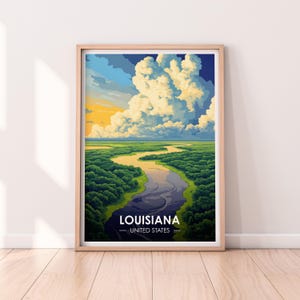 Affiche Louisiane, art mural Louisiane, affiche États-Unis, impression LA, impression USA, affiche Louisiane, décoration d'intérieur