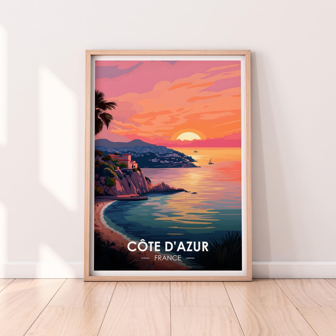Côte D'azur Print, French Riviera Wall Art, France Poster, Côte D'azur ...