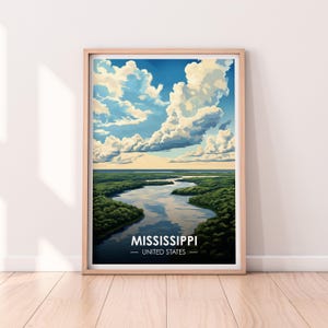 Póster de Mississippi, arte mural de Mississippi, póster de Estados Unidos, impresión de Mississippi, impresión de EE. UU., póster de Mississippi, decoración del hogar