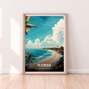 Poster Florida, kunst aan de muur Florida, poster Verenigde Staten, FL-print, premium print, VS print, poster Florida, woondecoratie