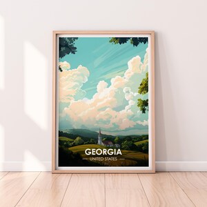 Poster Géorgie, art mural Géorgie, affiche États-Unis, impression GA, impression Etats-Unis, affiche Géorgie, décoration d'intérieur