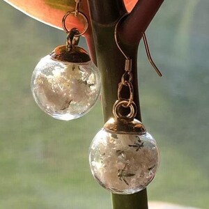 Dried Gypsophila Pendant Earrings