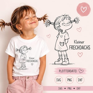 Children's Shirt Plotter File SVG PNG DXF | Girls' Plotter File Little Rascal | Children's SVG Cricut Silhouette Brother | Kindergarten Child
